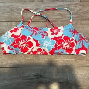 Wild Fable Red and Blue Floral Bikini Top